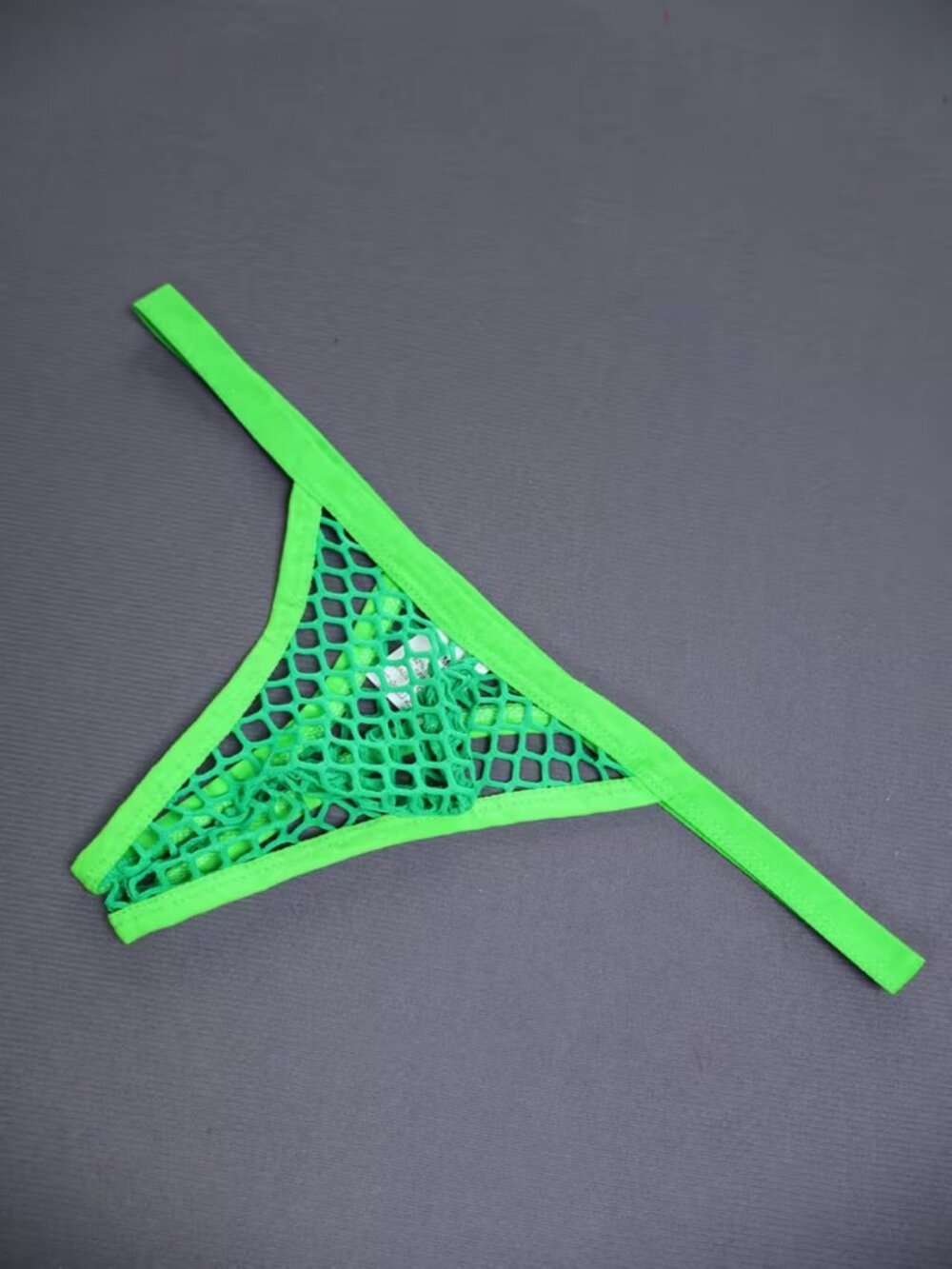 Men's Neon Green Net Thong Size L
